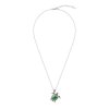Sterling Silver Green Turquoise Turtle Pendant With Chain 18 Inches