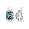 Sterling Silver Abalone Clip On Earrings