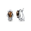 Sterling Silver Tiger's Eye Clip On Earrings