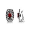 Sterling Silver Garnet Clip On Earrings