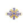 Sterling Silver Tanzanite Ring Over 18K Yellow Gold Plated