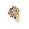 Sterling Silver Tanzanite Ring Over 18K Yellow Gold Plated