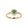 Sterling Silver Chrome Diopside & White Topaz Ring Over 18K Yellow Gold Plated