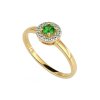 Sterling Silver Chrome Diopside & White Topaz Ring Over 18K Yellow Gold Plated