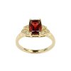 Sterling Silver Garnet & White Topaz Ring Over 18K Yellow Gold Plated