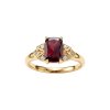 Sterling Silver Garnet & White Topaz Ring Over 18K Yellow Gold Plated