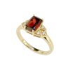 Sterling Silver Garnet & White Topaz Ring Over 18K Yellow Gold Plated