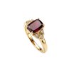 Sterling Silver Garnet & White Topaz Ring Over 18K Yellow Gold Plated