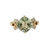 Sterling Silver Green Amethyst & Garnet and White Topaz  Ring Over 18K Yellow Gold Plated