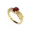 Sterling Silver Ruby Ring Over 18K Yellow Gold Plated