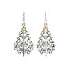Sterling Silver Two-Tone Filigree Christmas Tree Earrings