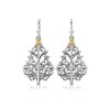 Sterling Silver Two-Tone Filigree Christmas Tree Earrings