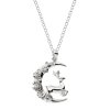 Sterling Silver Deer White White Cubic Zirconia Pendant With Chain 18 Inches