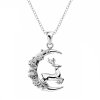 Sterling Silver Deer White White Cubic Zirconia Pendant With Chain 18 Inches
