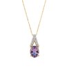 Sterling Silver  Amethyst & White Zircon Pendant Over 18K Yellow Gold Plated with Chain 18 Inches