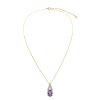 Sterling Silver  Amethyst & White Zircon Pendant Over 18K Yellow Gold Plated with Chain 18 Inches