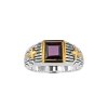 Sterling Silver Garnet Two-Tone Men's Ring