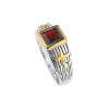 Sterling Silver Garnet Two-Tone Men's Ring