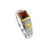 Sterling Silver Garnet Two-Tone Men's Ring