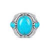 Sterling Silver Turquoise Leaf Men's Ring