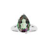 Brass Mystic Quartz Pear Ring Over Rhodium Plated