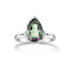 Mystic Quartz Pear Brass Ring Over Rhodium Plated