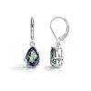 Mystic Quartz Pear Brass Earrings Over Rhodium Plated