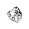 Horse Brass Ring Over Rhodium Plated