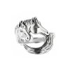 Horse Brass Ring Over Rhodium Plated