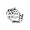 Horse Brass Ring Over Rhodium Plated
