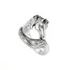 Horse Brass Ring Over Rhodium Plated