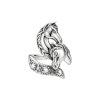 Horse Brass Ring Over Rhodium Plated