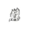 Horse Brass Ring Over Rhodium Plated