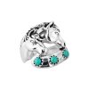 Horse Turquoise Brass Ring Over Rhodium Plated