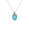 Blue Paraiba Opal Rhodium Over Brass Pendant With Chain 18+2 Inch
