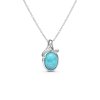 Blue Paraiba Opal Rhodium Over Brass Pendant With Chain 18+2 Inch