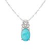 Blue Paraiba Opal Rhodium Over Brass Pendant With Chain 18+2 Inch