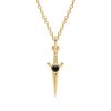 Dagger Black Onyx 18K Yellow Gold Over Sterling Silver Pendant Necklace