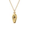 Black Spinel Coffin 18K Yellow Gold-Plated Sterling Silver Pendant Necklace