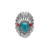 Sterling Silver Turquoise and Sponge Coral Apache Ring