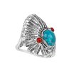 Sterling Silver Turquoise and Sponge Coral Apache Ring