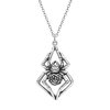 Sterling Silver Spider and Rose Pendant Necklace