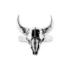Sterling Silver Bull Skull Ring