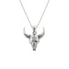 Sterling Silver Bull Skull Pendant Necklace