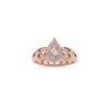 Rose Quartz & White Zircon Rose Gold Over Sterling Silver Ring