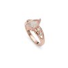 Rose Quartz & White Zircon Rose Gold Over Sterling Silver Ring