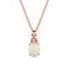 Rose Quartz & White Zircon Rose Gold Over Sterling Silver Pendant With Chain 18+2 Inches