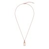 Rose Quartz & White Zircon Rose Gold Over Sterling Silver Pendant With Chain 18+2 Inches