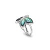 Abalone & White Topaz Sterling Silver Dragonfly Ring