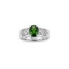 Chrome Diopside & White Zircon Sterling Silver Ring